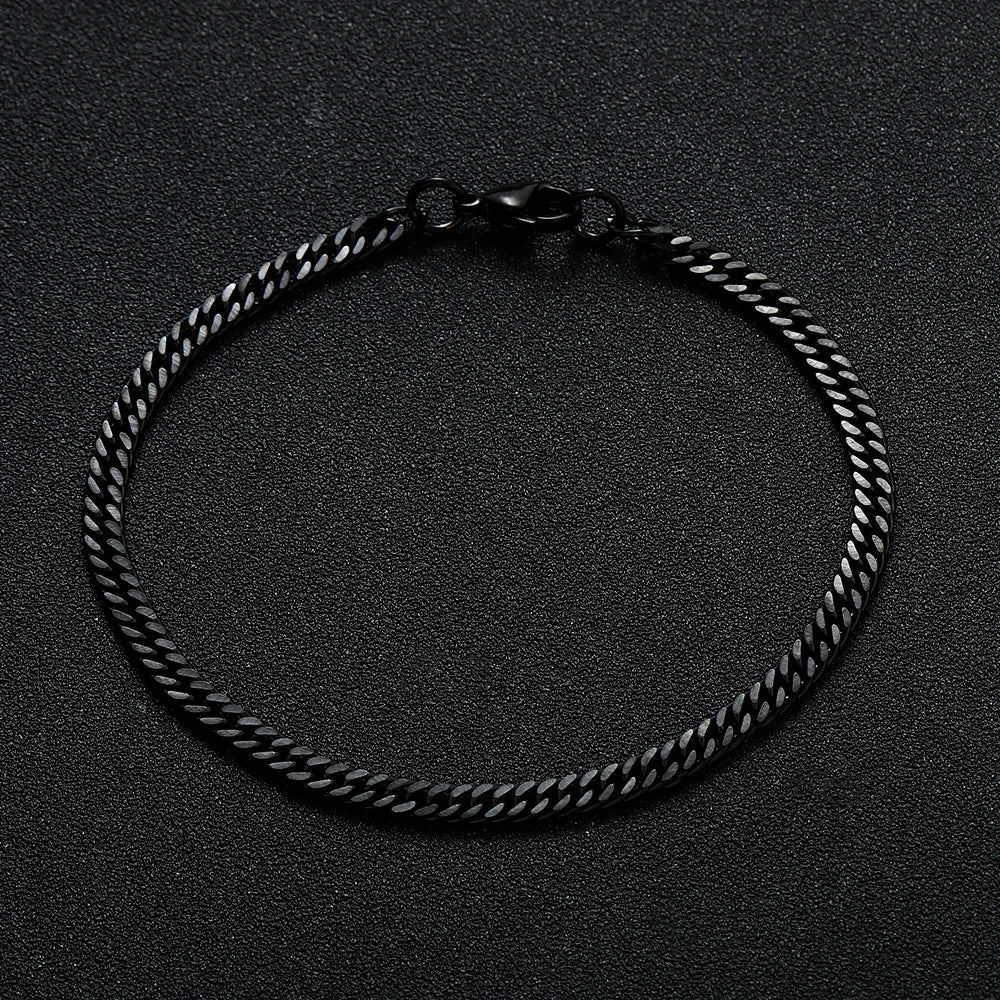 4mm Steel Chain Bracelet - Gold Black Unisex Design