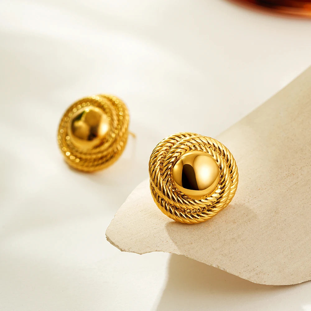 Waterproof Gold Geometric Studs - Stainless Steel Earrings