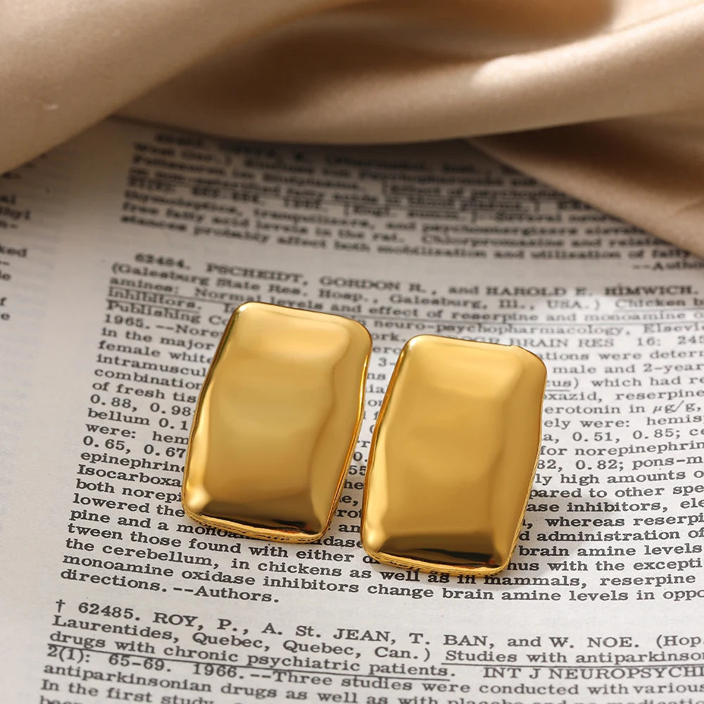 Waterproof Gold Geometric Studs - Stainless Steel Earrings