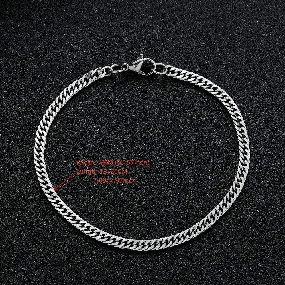 4mm Steel Chain Bracelet - Gold Black Unisex Design