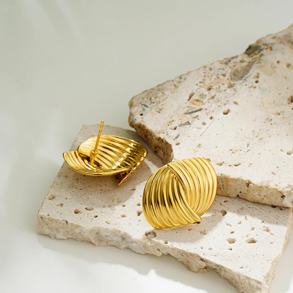 Waterproof Gold Geometric Studs - Stainless Steel Earrings
