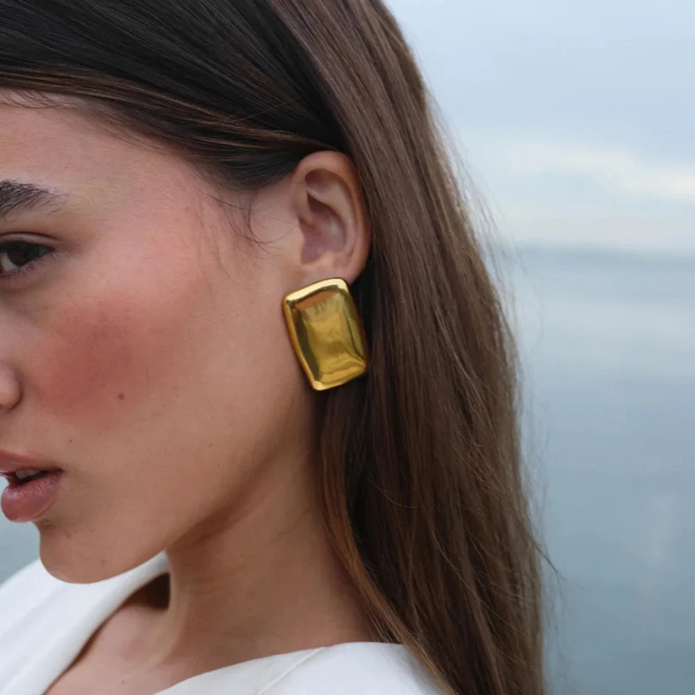 Waterproof Gold Geometric Studs - Stainless Steel Earrings