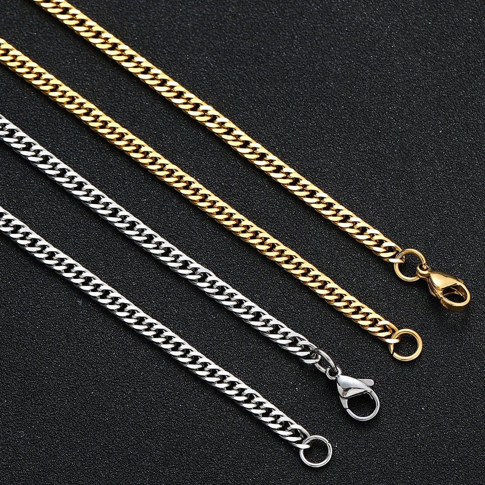 4mm Steel Chain Bracelet - Gold Black Unisex Design