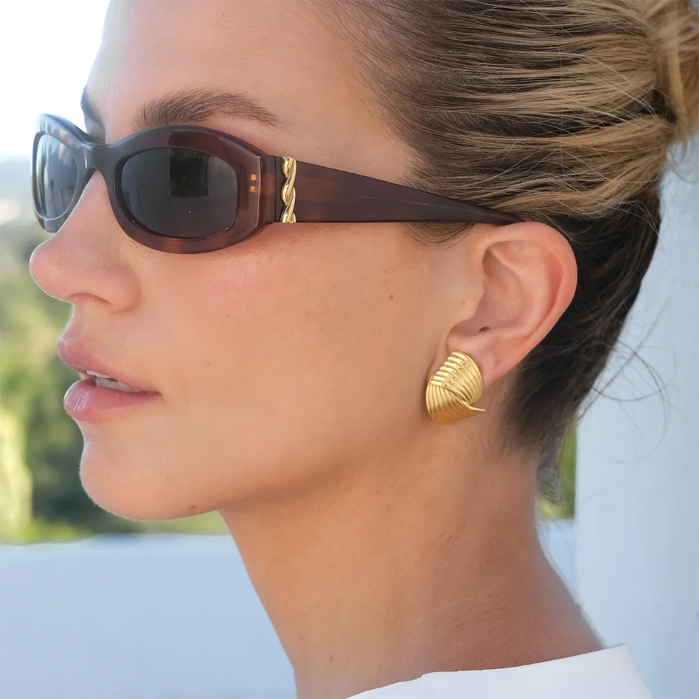 Waterproof Gold Geometric Studs - Stainless Steel Earrings