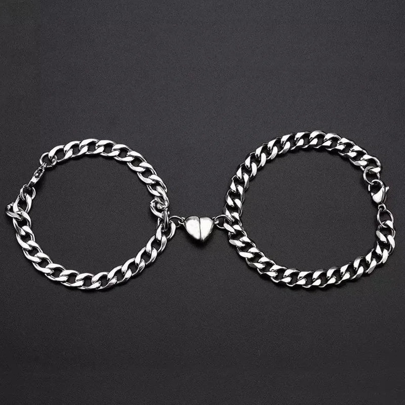 Magnetic Heart Connection Couple Bracelets - Stainless Steel
