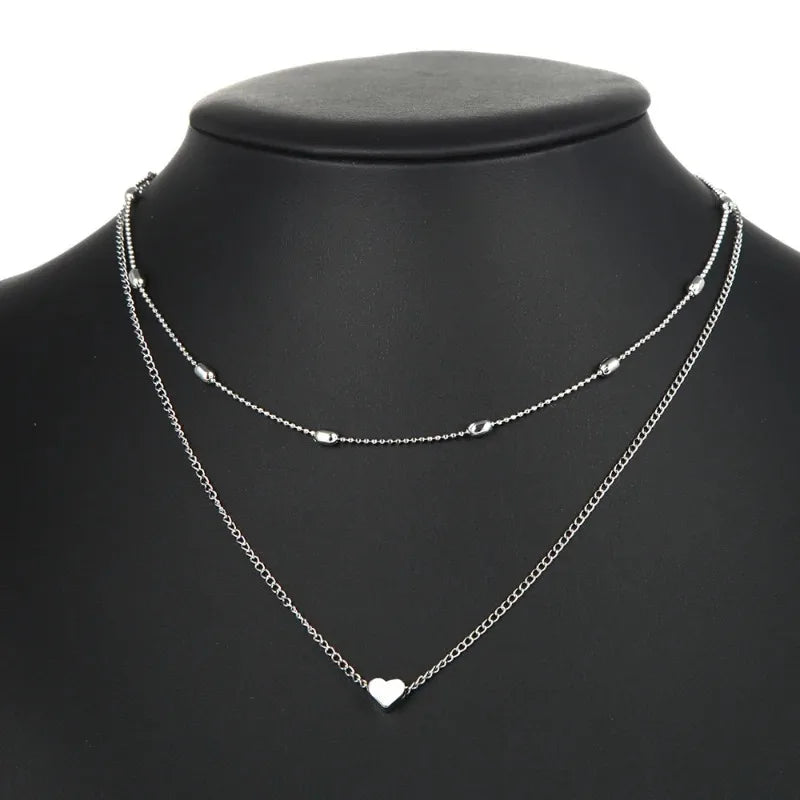 Heart Pendant Layered Necklace