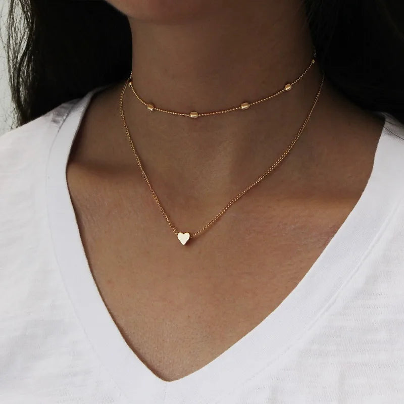 Heart Pendant Layered Necklace
