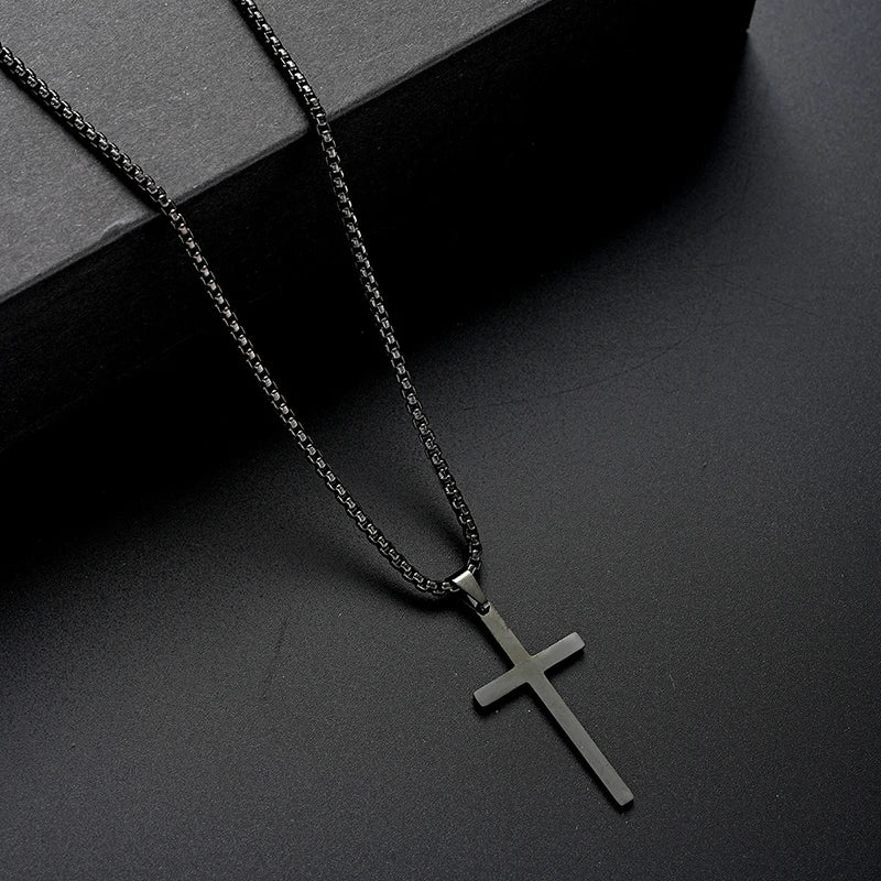 Men's Steel Cross Set - Chain, Bracelet & Ring Trio