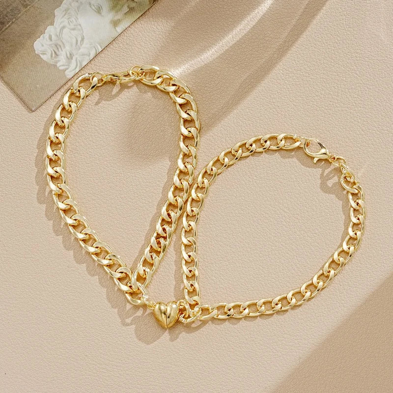 Magnetic Heart Connection Couple Bracelets - Stainless Steel