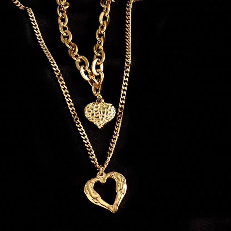 Women's Angel Wings Heart Necklace - Titanium Steel