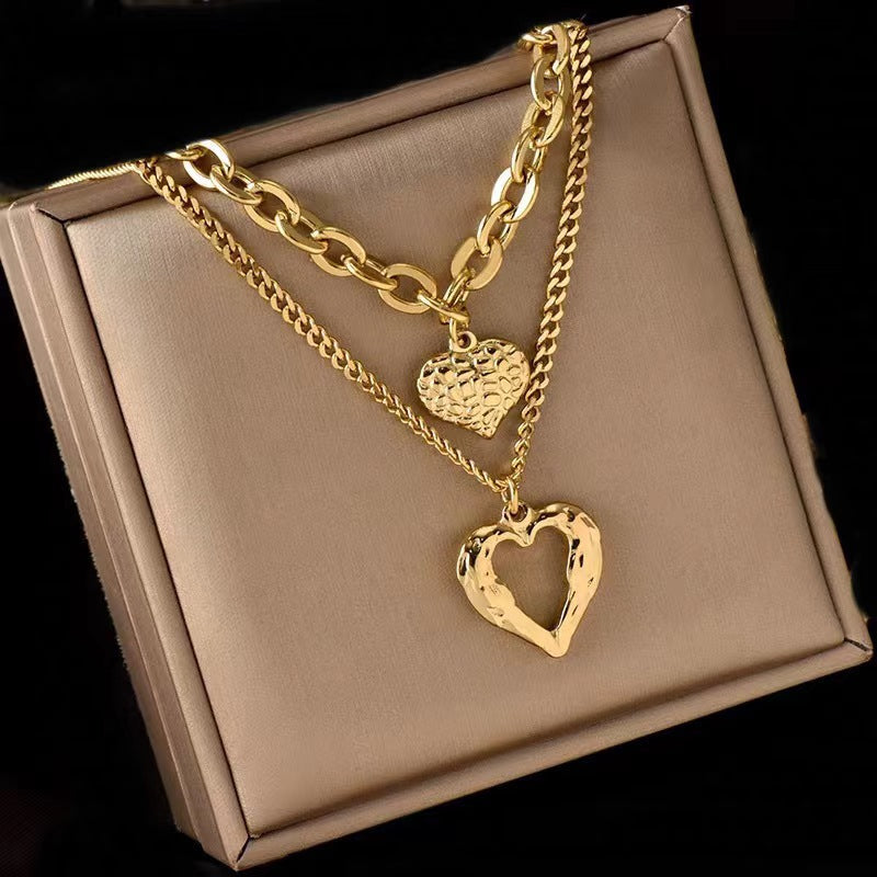 Women's Angel Wings Heart Necklace - Titanium Steel