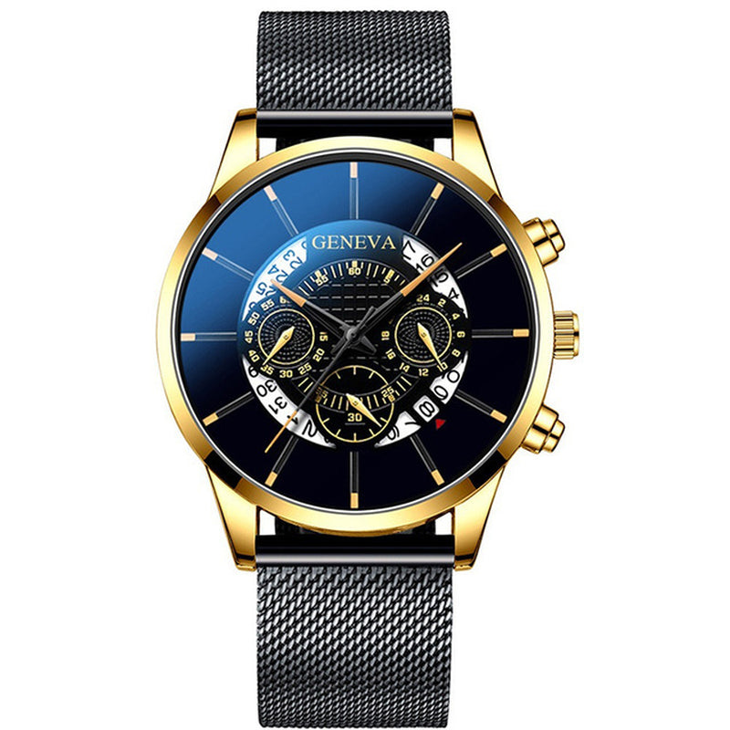 Men's Business Mesh Watch - Quartz Calendar Display