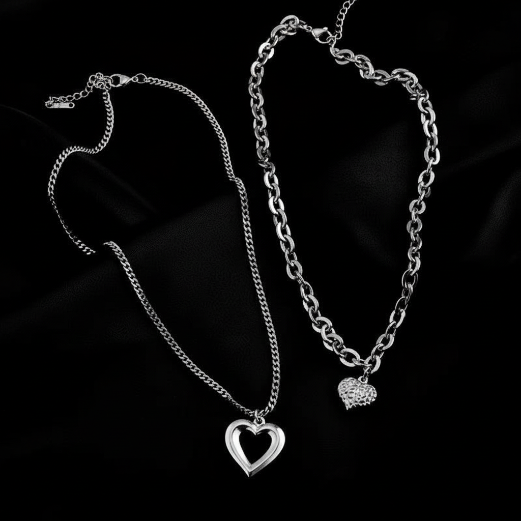 Women's Angel Wings Heart Necklace - Titanium Steel