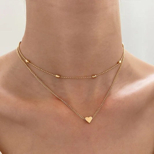 Heart Pendant Layered Necklace