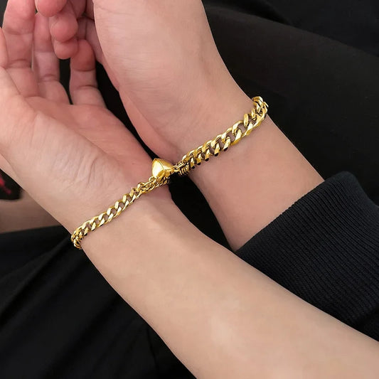 Magnetic Heart Connection Couple Bracelets - Stainless Steel