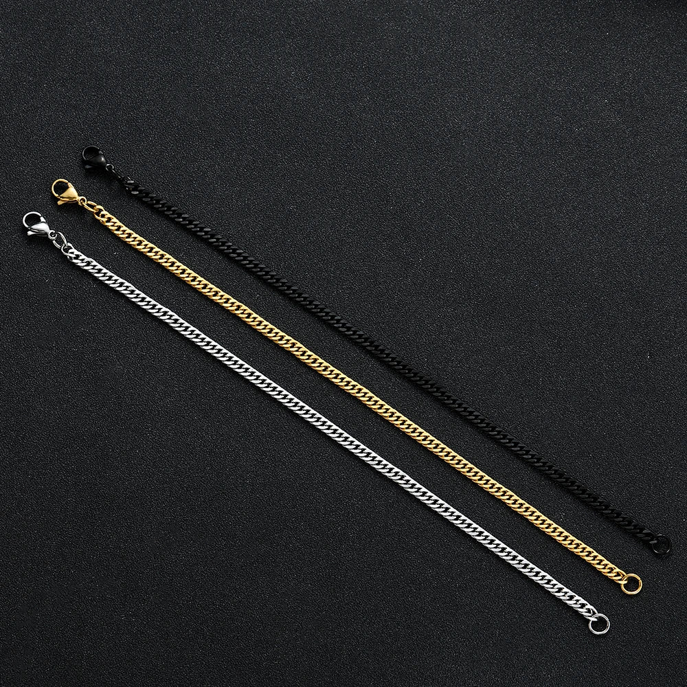 4mm Steel Chain Bracelet - Gold Black Unisex Design