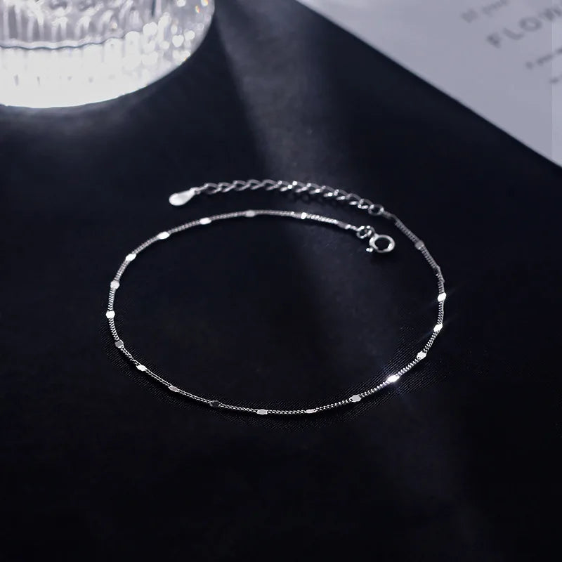Women's Square Element Anklet - Delicate Sparkling Chain