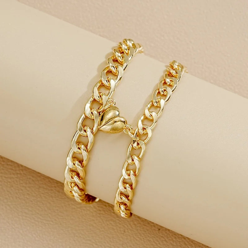 Magnetic Heart Connection Couple Bracelets - Stainless Steel