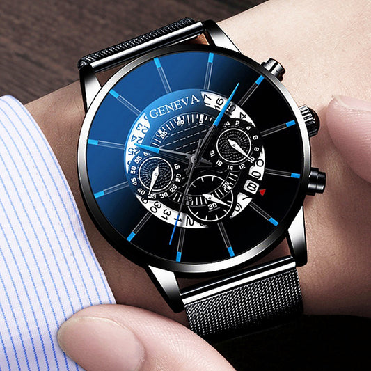 Men's Business Mesh Watch - Quartz Calendar Display