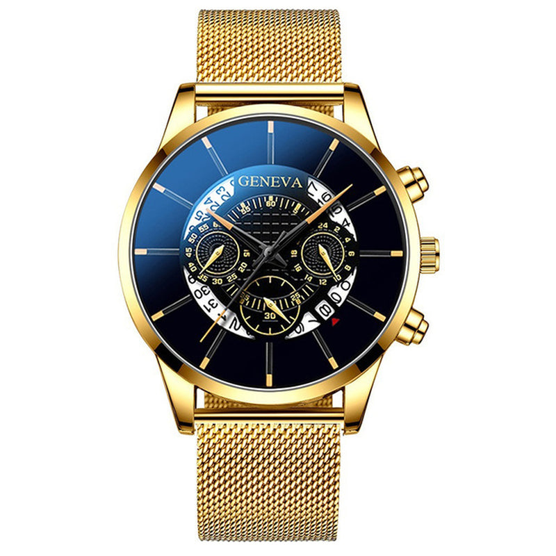 Men's Business Mesh Watch - Quartz Calendar Display